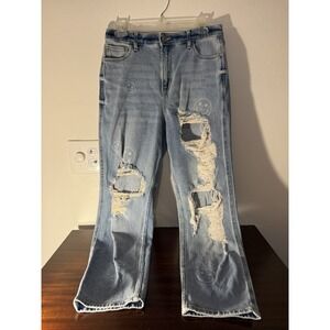 Hollister Ultra High Rise Mom Jean Smiley Face Print Size 9